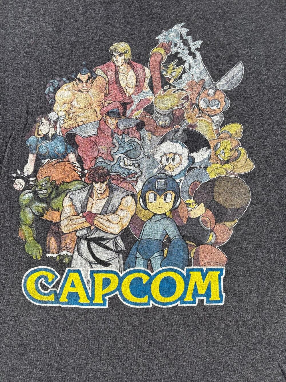 Capcom Video Game Mega Man and Street Fighter T-Shirt - Dark Gray -  Medium
